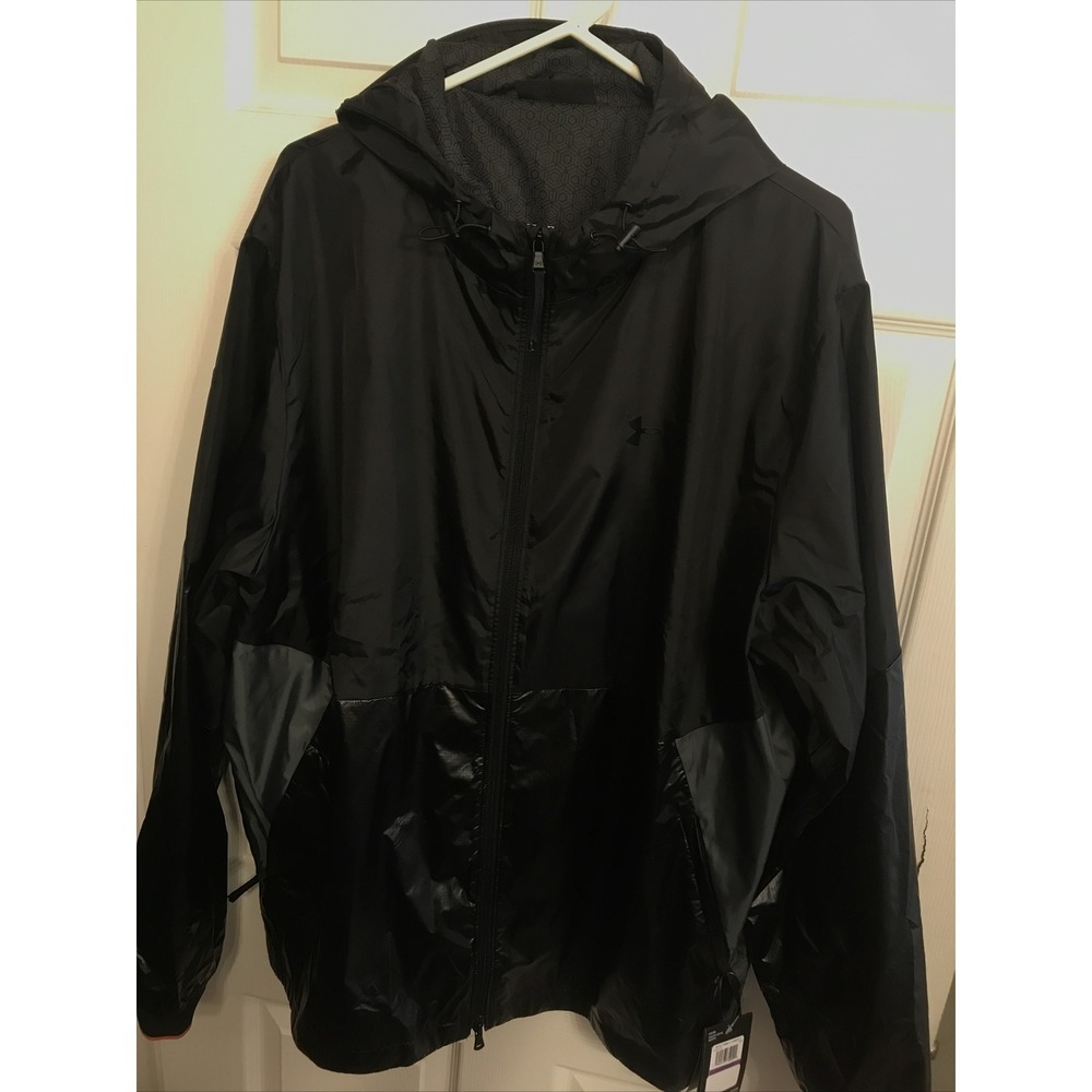 Under Armour Recover Legacy Windbreaker Jacket Black Hooded 1353370 002 Size XXL